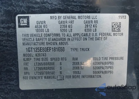 2014 GMC Sierra 2500Hd Denali z USA, uszkodzony, nr VIN 1GT125E80EF181650